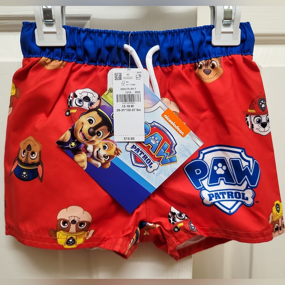 NWT Paw Patrol Swim Trunks Size 12-18M